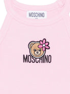 Top per bambina Moschino Kids rosa con stampa Teddy Bear con fiore HDM06ZLBA39 51473 MOSCHINO KIDS 