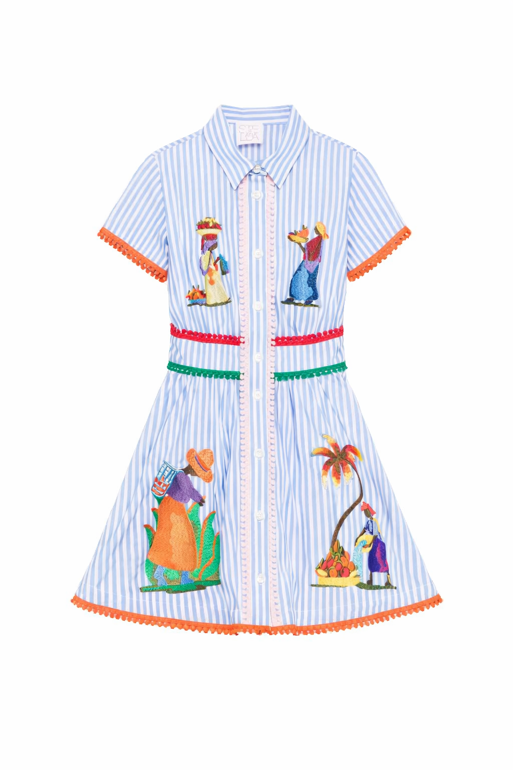 Abito per bambina Stella Jean Kids multicolore con decorazione ricamata sul davanti SS26SJA611 G017 STELLA JEAN KIDS 