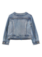 Giacca per bambina Monnalisa in denim con ricamo a fiori 19G102 7015 055B MONNALISA KIDS 
