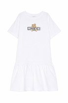 Abito per bambina Moschino Kids bianco con stampa Teddy HDV0HLLCA19 10101 MOSCHINO KIDS 