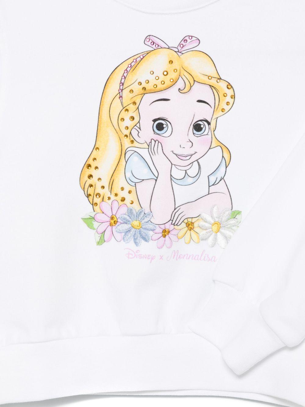 Felpa per neonata Monnalisa bianco con stampa Alice x Disney 39E609 5003 0099 MONNALISA 