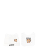 Set berretto e bavaglino per neonati Moschino Kids bianco con stampa orsetto MUY08KLCA40 10063 MOSCHINO KIDS 