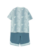 Set t-shirt e short per bambino Emporio Armani Kids blu con stampa aquila all-over EB000959 AF24286 F7156 EMPORIO ARMANI KIDS 