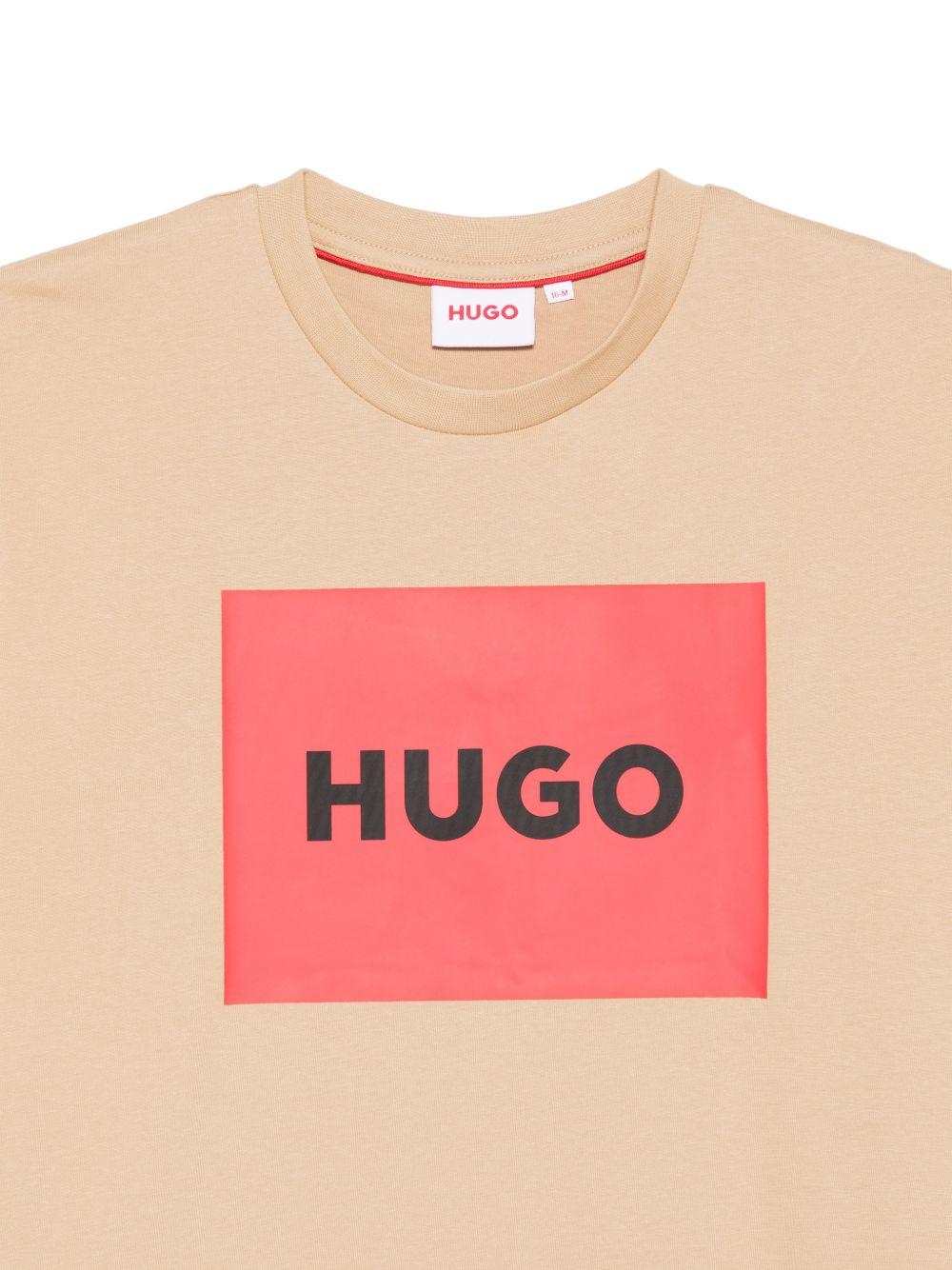 T-shirt per bambino Hugo Kids beige con stampa grafica del logo G00572 23B Hugo KIDS 