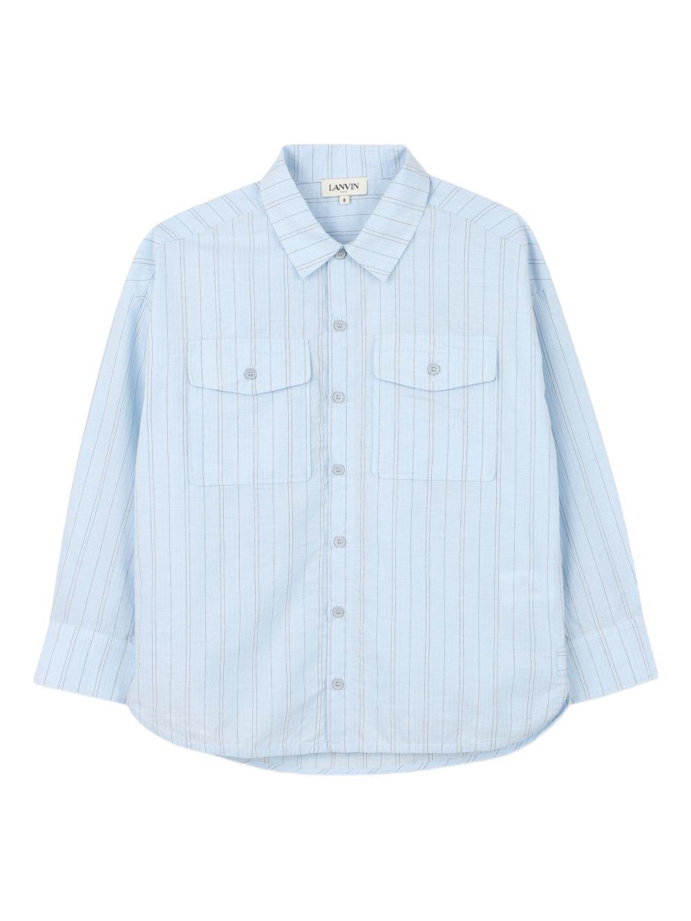 Camicia per bambino Lanvin Enfant azzurra con tasche sul petto N30365 79L LANVIN KIDS 