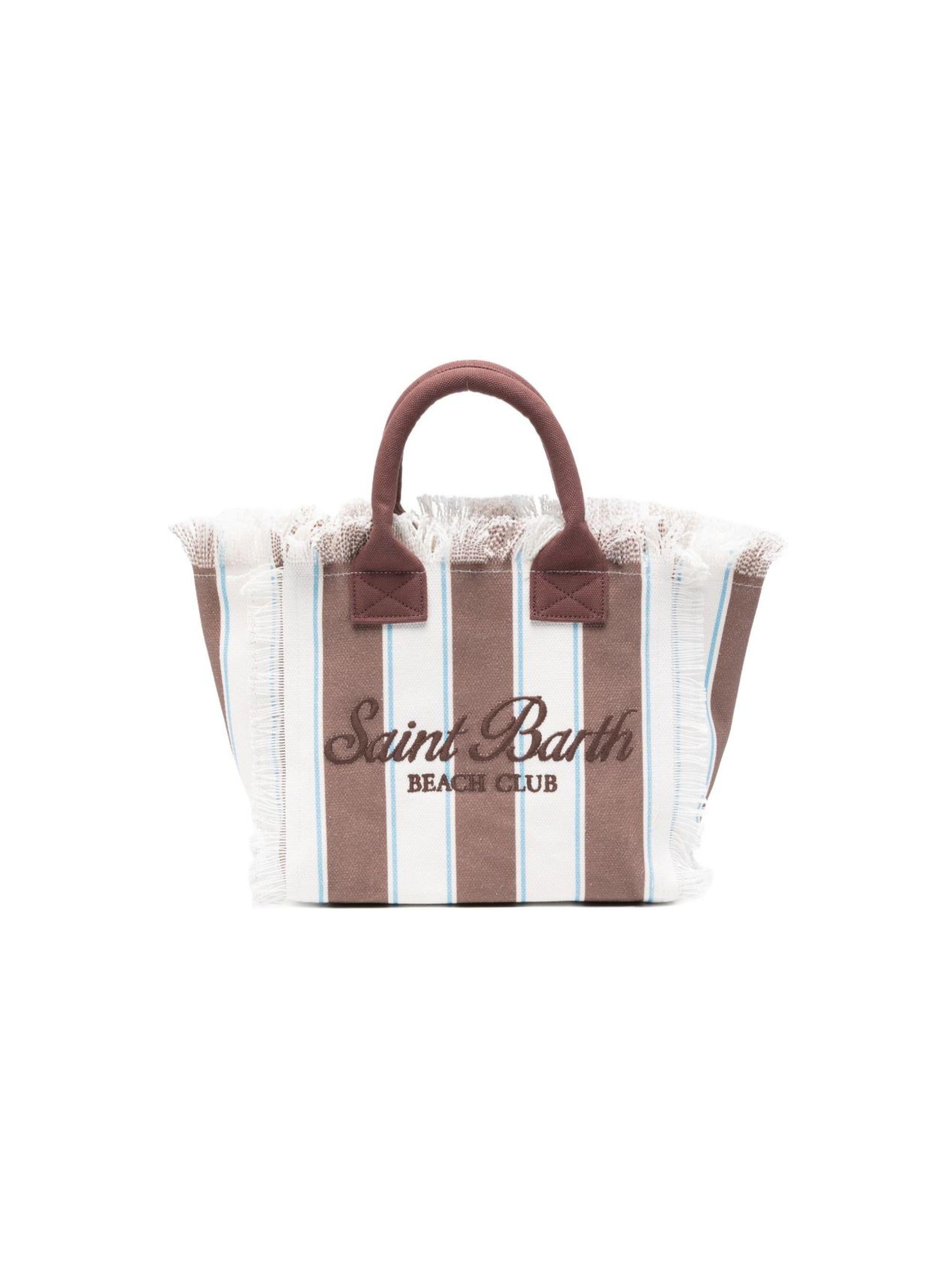 Borsa Colette MC2 Saint Barth bianca e marrone con motivo a righe COL0001 02597L MC2 ST. BARTH KIDS 