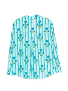 Camicia per donna MC2 Saint Barth azzurra con stampa grafica floreale CYS0002 08005L MC2 ST. BARTH 