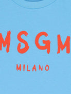 T-shirt per bambini MSGM Kids azzurra con stampa logo S6MSJUTH001 MS073 MSGM KIDS 