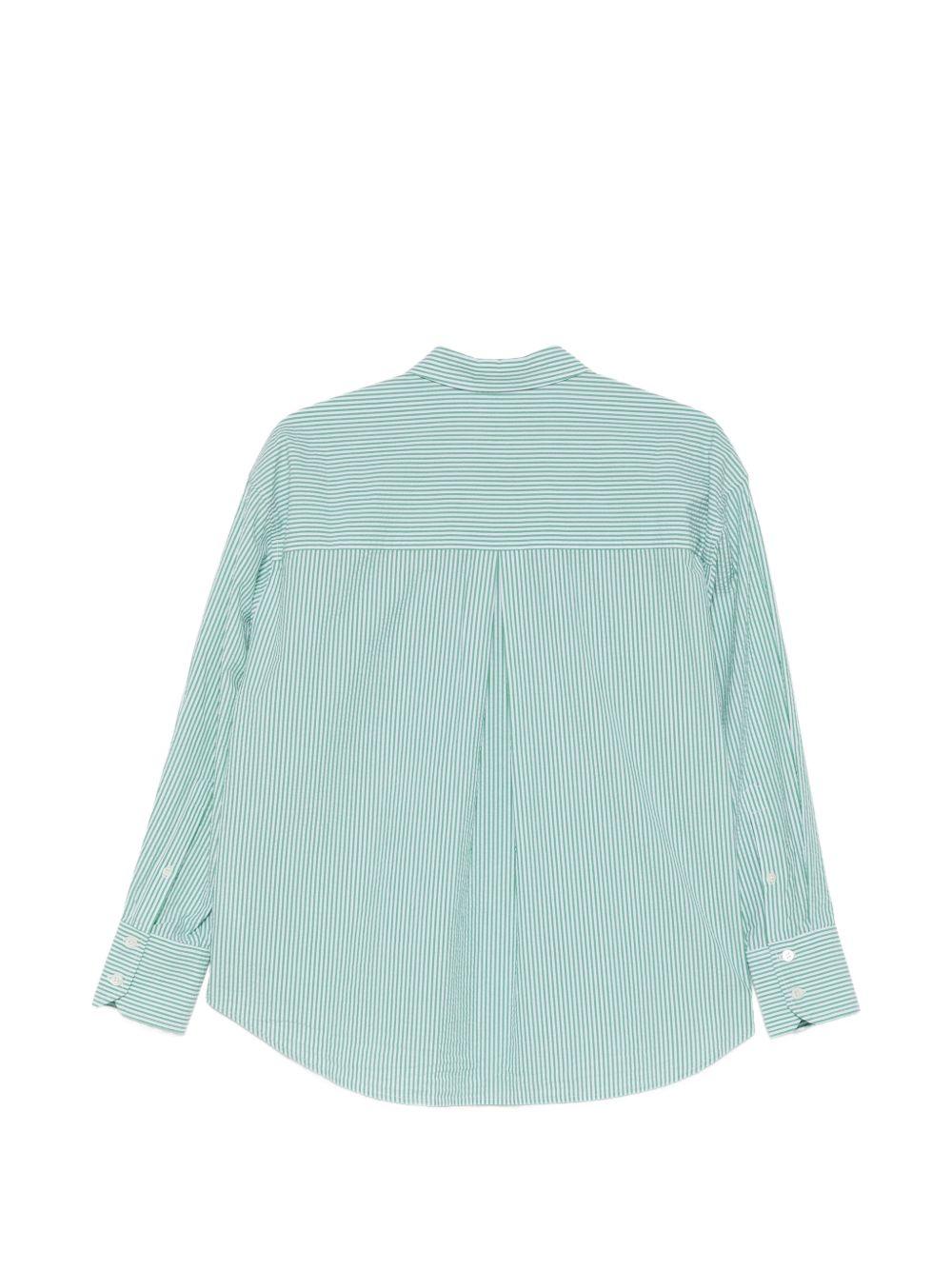 Camicia per donna MC2 Saint Barth verde con design a righe CYS0001 01414L MC2 ST. BARTH 