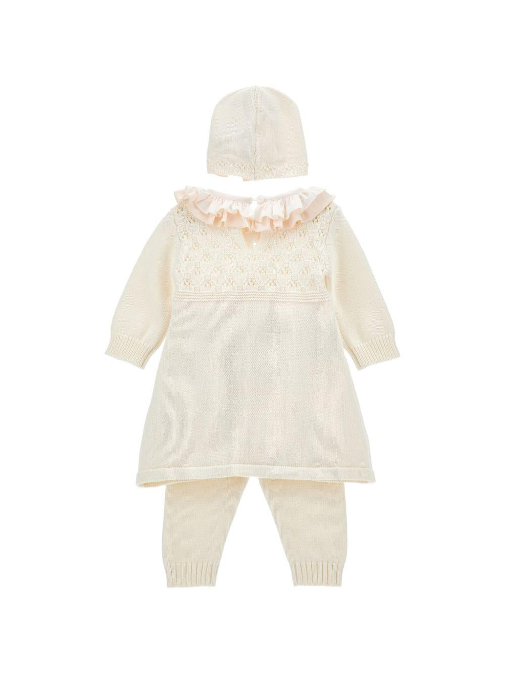 Set di tre pezzi per neonata Monnalisa Kids bianco con dettaglio con fiocco 35H512 8060 0191 MONNALISA KIDS 