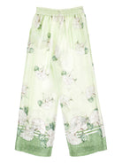 Pantaloni per bambina Monnalisa verde con stampa a fiori 71G403 7668 0020 MONNALISA KIDS 