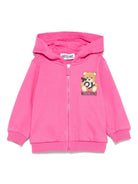 Felpa Teddy Bear con cappuccio per neonata Moschino Kids fucsia con due tasche laterali MUF05XLCA19 50533 MOSCHINO KIDS 
