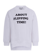 Felpa per bambino Stella McCartney Kids bianca con scritta "About flippping time!" TY4B80 Z0499 101 STELLA McCARTNEY KIDS 