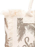 Borsa tote MC2 Saint Barth bianca con finiture con frange VANI001 08748L MC2 ST. BARTH KIDS 