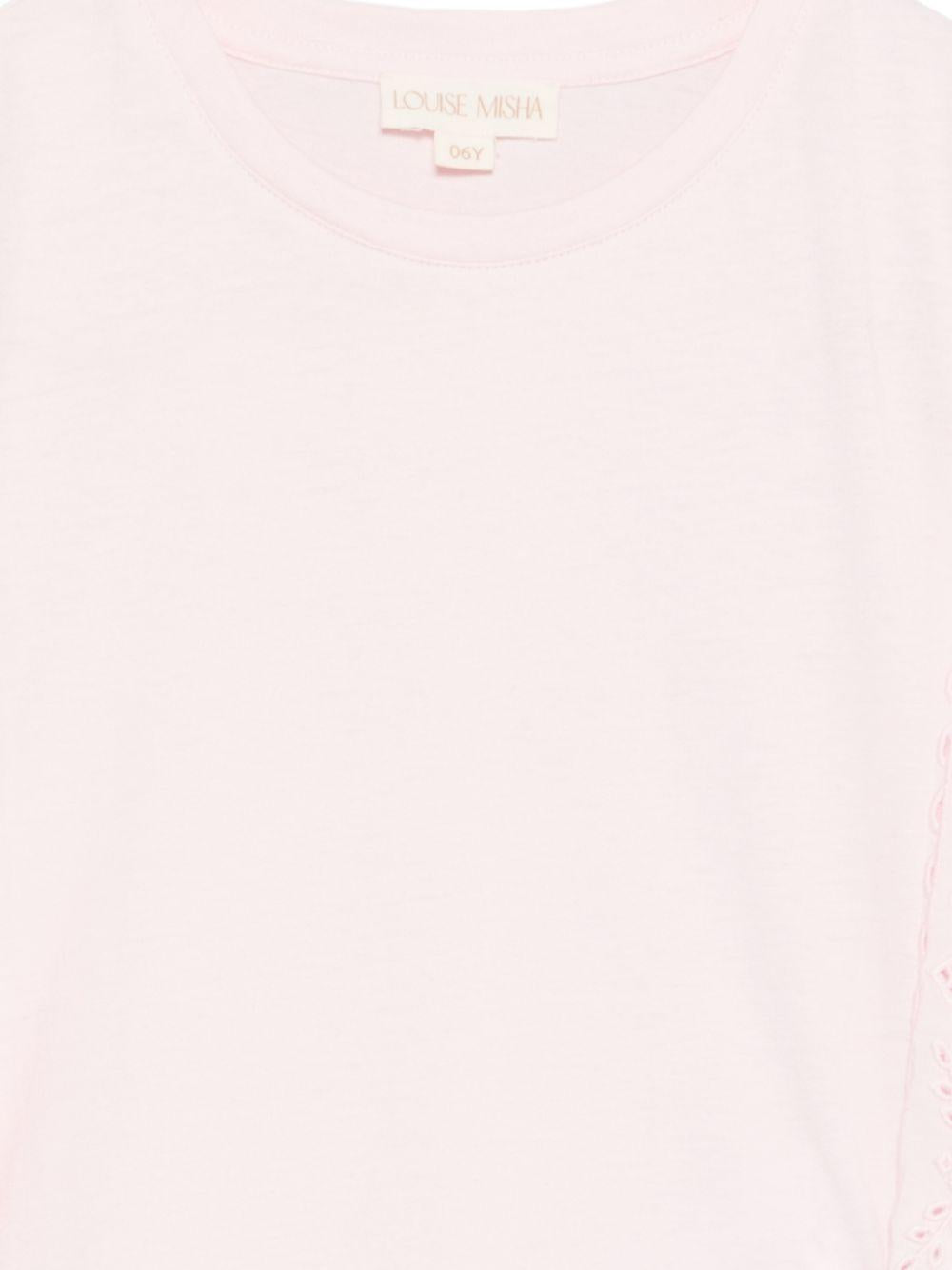 T-shirt Malalia per bambina Louise Misha rosa con dettagli in pizzo GRI-S26-T0299 BLUSH LOUISE MISHA KIDS 