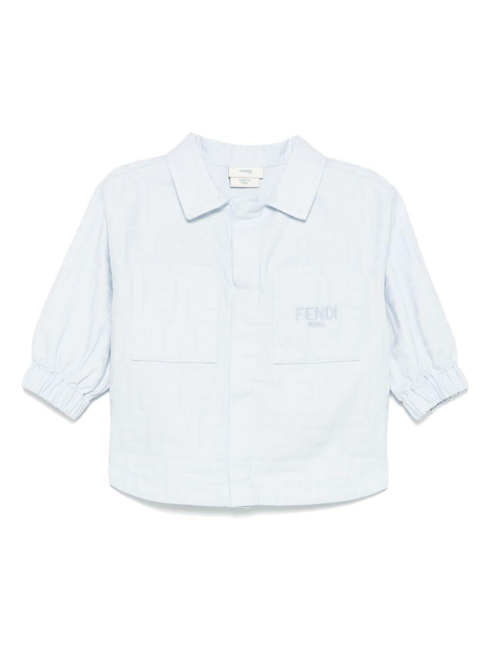 Giubbino baby in popeline per neonato Fendi Kids azzurro con logo FF all-over BMA131 AS64 F1QYB FENDI KIDS 