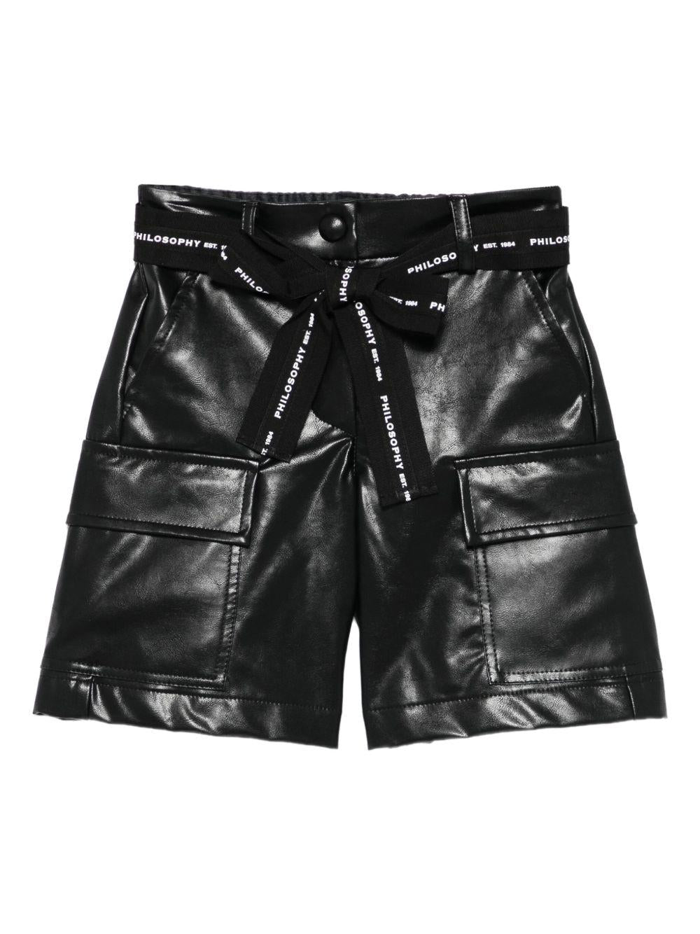 Shorts per bambina Philosophy Di Lorenzo Serafini Kids nero con cintura I1F409 6404 P050 PHILOSOPHY 