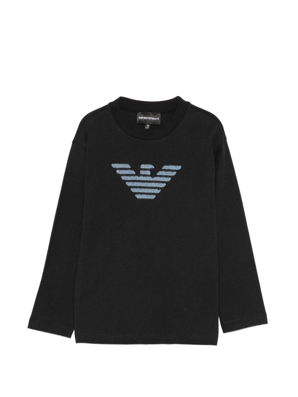 T-shirt per bambino Emporio Armani Kids blu con logo sul davanti EB001666 AF16162 UB118 EMPORIO ARMANI KIDS 