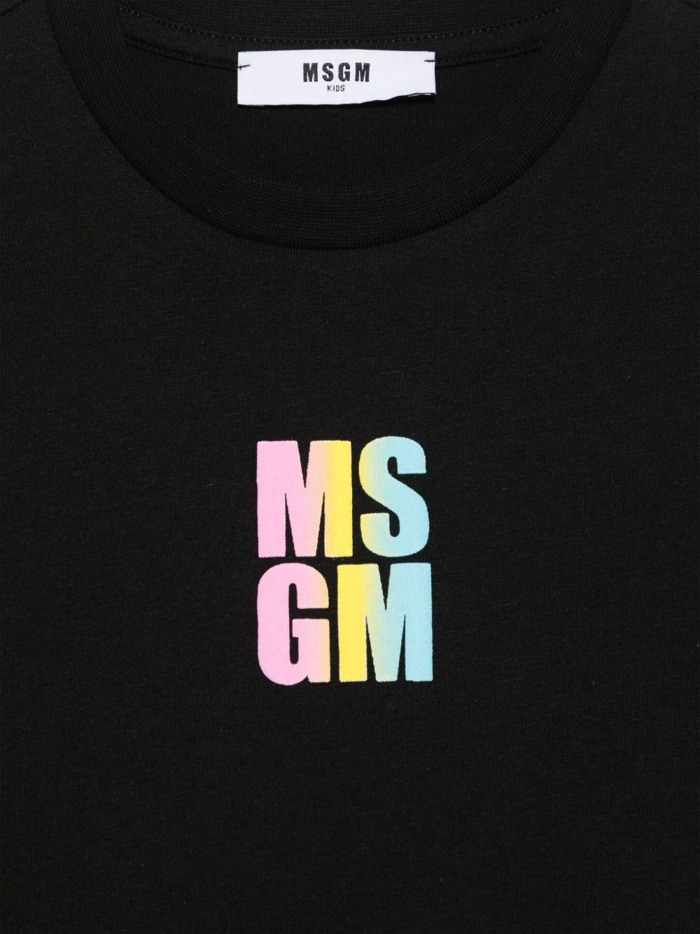T-shirt con logo per bambina MSGM Kids nero con girocollo S5MSJGTH218 110 MSGM KIDS 