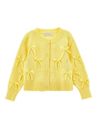 Cardigan per bambina Monnalisa giallo con dettagli fiocchi 17G801 7029 0014 MONNALISA KIDS 