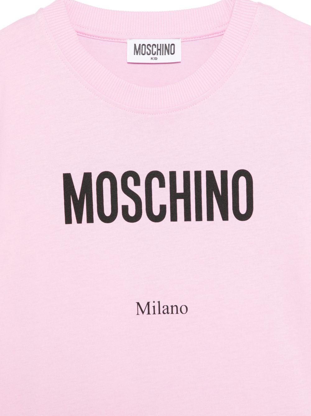 T-shirt per bambina Moschino Kids rosa con stampa logo H6M05GLAA23 51473 MOSCHINO KIDS 