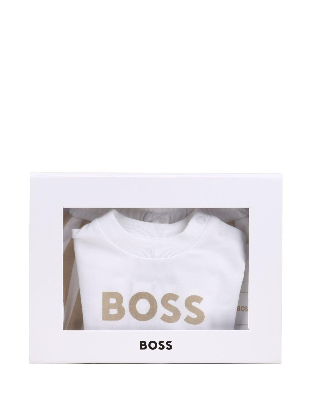 Set t-shirt con shorts per neonato Boss Kids bianco con motivo a righe J53048 249 BOSS KIDS 