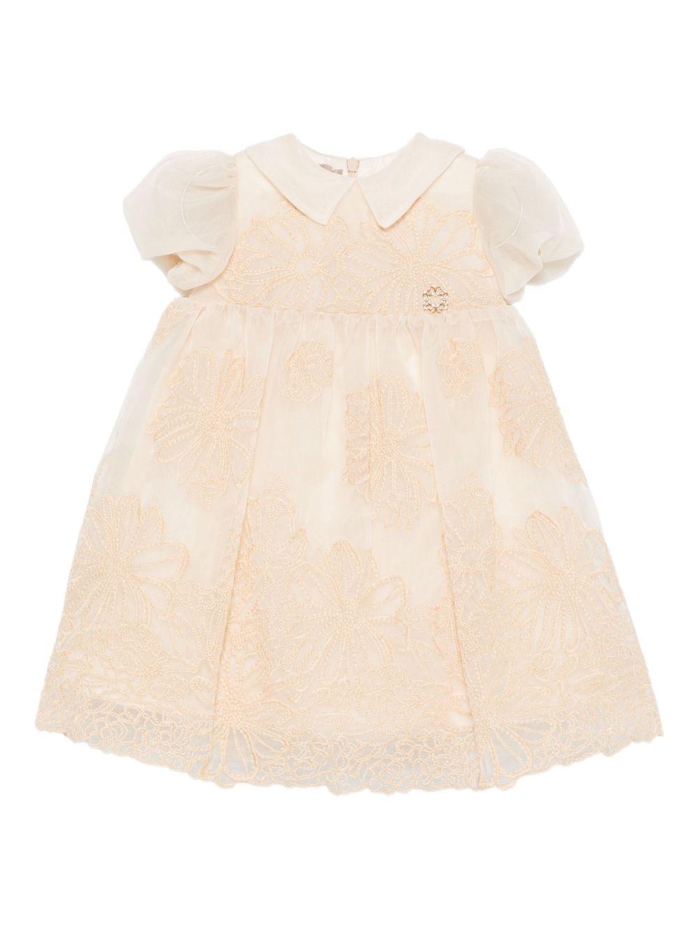 Abito per neonata Elie Saab Junior beige con gonna motivo floreale EGAB018TS1064 BGE ElIE SAAB 