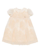 Abito per neonata Elie Saab Junior beige con gonna motivo floreale EGAB018TS1064 BGE ElIE SAAB 