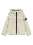 Giubbino con applicazione Compass per bambino Stone Island Junior verde con orli elasticizzati K1S164100001S0033 V0068 STONE ISLAND KIDS 