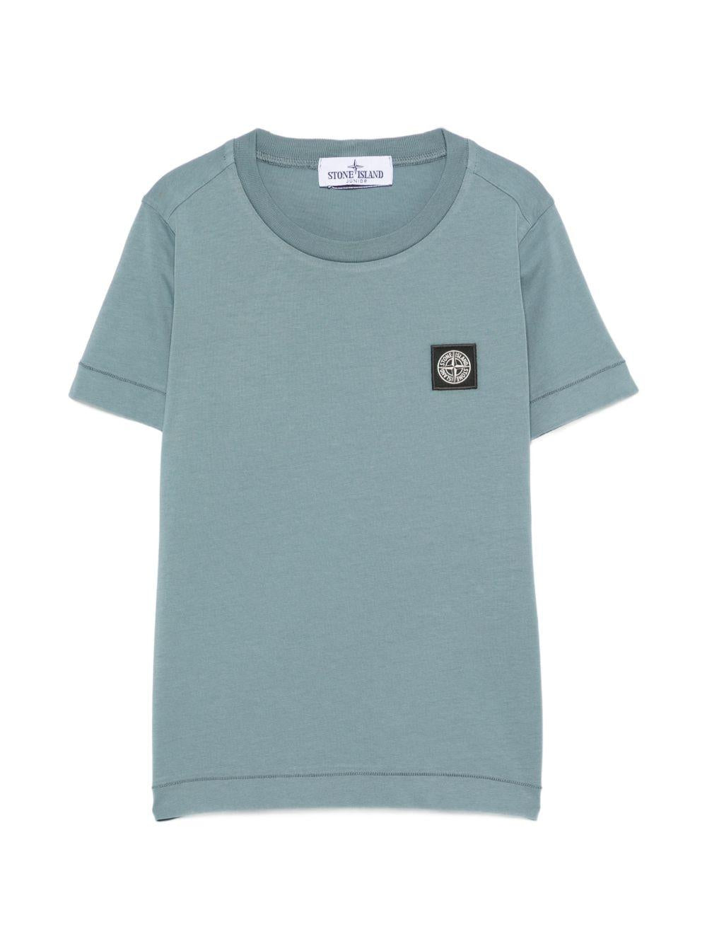 T-shirt per bambino Stone Island Kids azzurro con logo sul davanti L2S162100003S0047 V004B STONE ISLAND KIDS 
