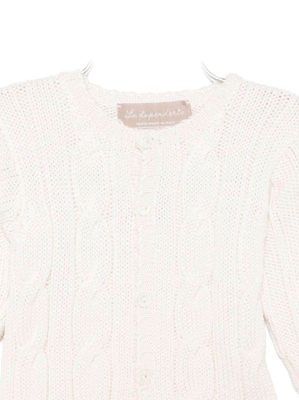 Cardigan per neonata La Stupenderia bianco con maglia a trecce 1WCCRR25 801 LA STUPENDERIA 