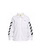 Camicia per bambino Off-White Kids bianca con stampa grafica sulle maniche 44BGA00AS26F001 100 OFF WHITE KIDS 