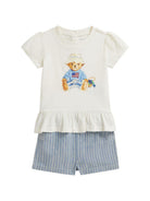 Set t-shirt con shorts per neonata Polo Ralph Lauren Kids bianco Polo Bear a righe 310A12857 001 Ralph Lauren kids 