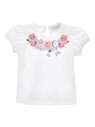 T-shirt per neonata Monnalisa bianca con maniche a palloncino 31G600 7206 0099 MONNALISA KIDS 