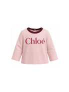 T-shirt per neonata Chloé Kids rosa con dettaglio logo sul davanti C21362 461 CHLOE' KIDS 