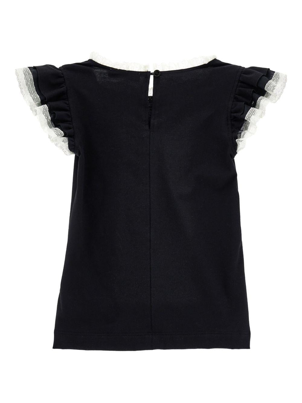 T-shirt per bambina Philosophy di Lorenzo Serafini Kids nera con ruches I1G600 7201 0050 PHILOSOPHY KIDS 