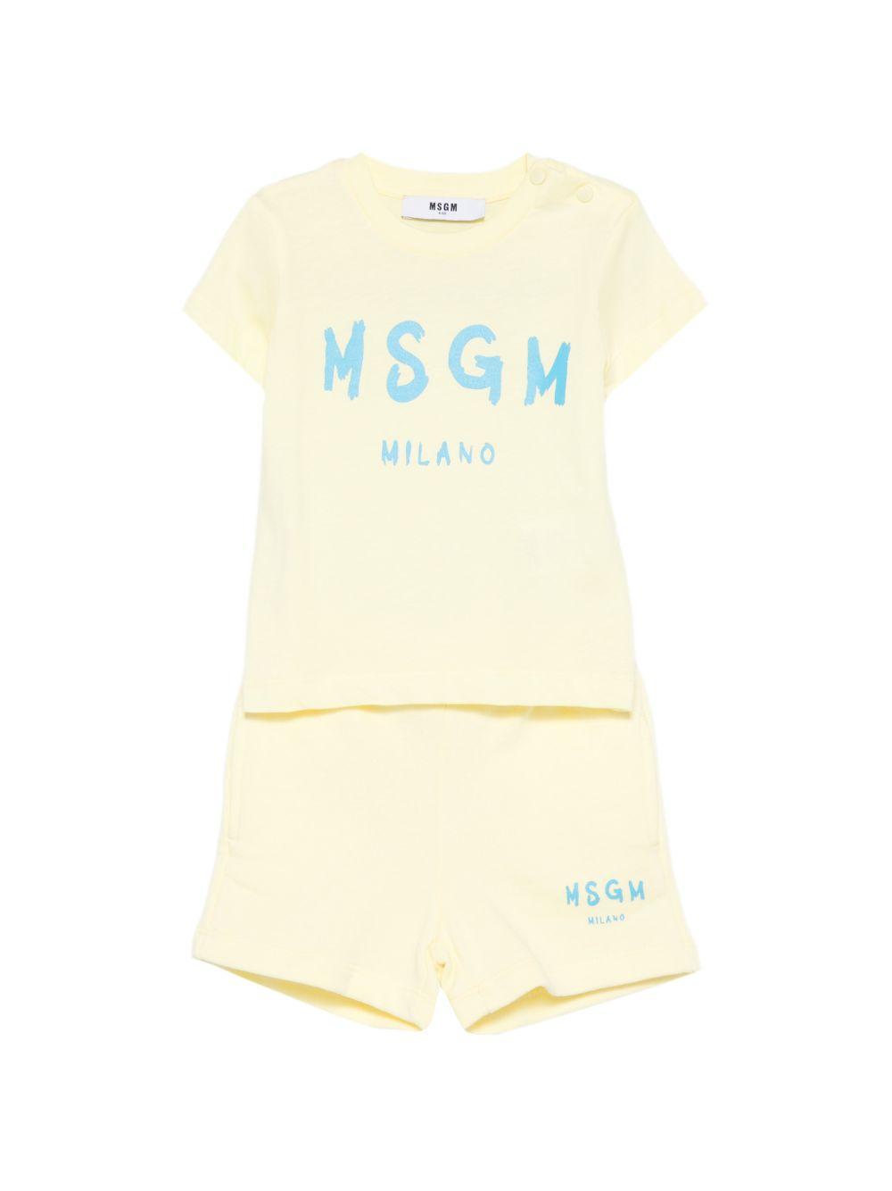 Set due pezzi per neonato MSGM Kids giallo con stampa logo S6MSUNTR264 MS075 MSGM KIDS 