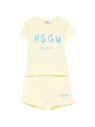 Set due pezzi per neonato MSGM Kids giallo con stampa logo S6MSUNTR264 MS075 MSGM KIDS 