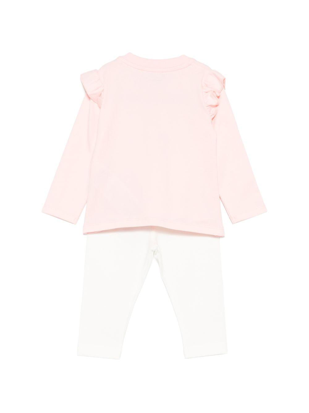 Completo per neonata Moschino Kids rosa e bianco con dettaglio con volant MCK01XLBA11 84241 MOSCHINO KIDS 