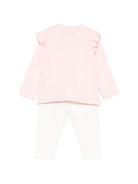 Completo per neonata Moschino Kids rosa e bianco con dettaglio con volant MCK01XLBA11 84241 MOSCHINO KIDS 