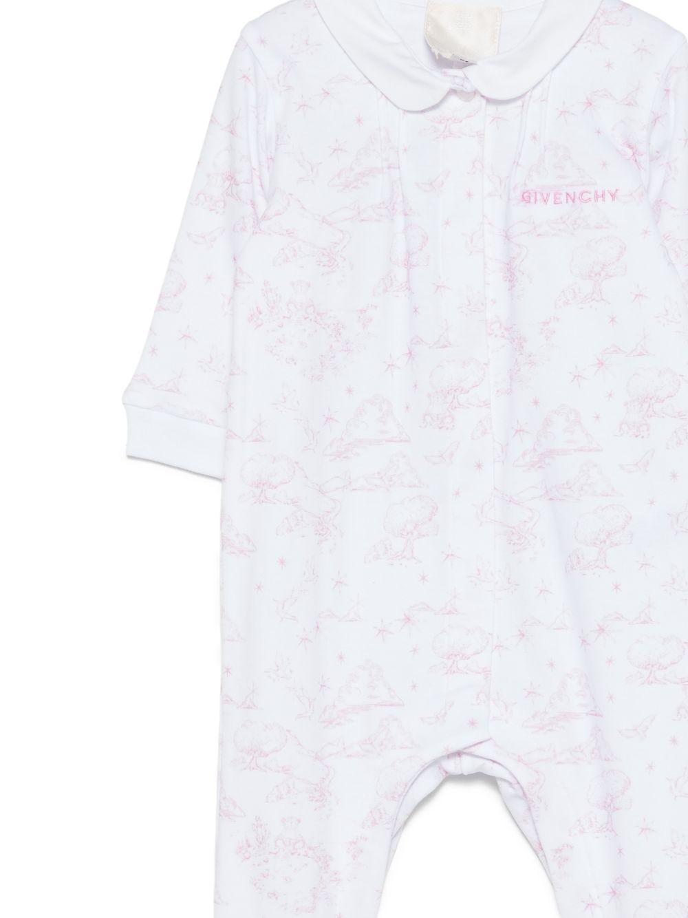 Set tutina, cappellino e bavaglino per neonata Givenchy Kids rosa con stampa grafica all-over H31269 N54 GIVENCHY KIDS 