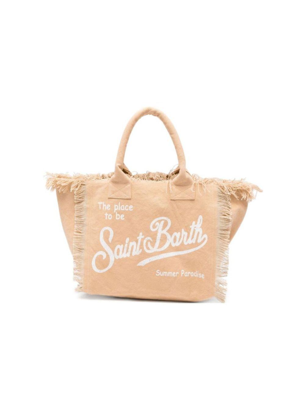 Borsa Vanity MC2 Saint Barth beige con stampa del logo sul davanti VANI001 00102L MC2 ST. BARTH KIDS 
