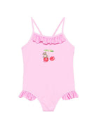 Costume intero per neonata Moschino Kids rosa con stampa Teddy Bear sul davanti MBL00GLKA11 51473 MOSCHINO KIDS 