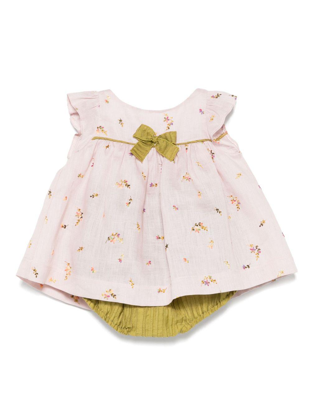 Abito per neonata La Stupenderia rosa con ricamo a fiori TBCT52 I02 LA STUPENDERIA KIDS 