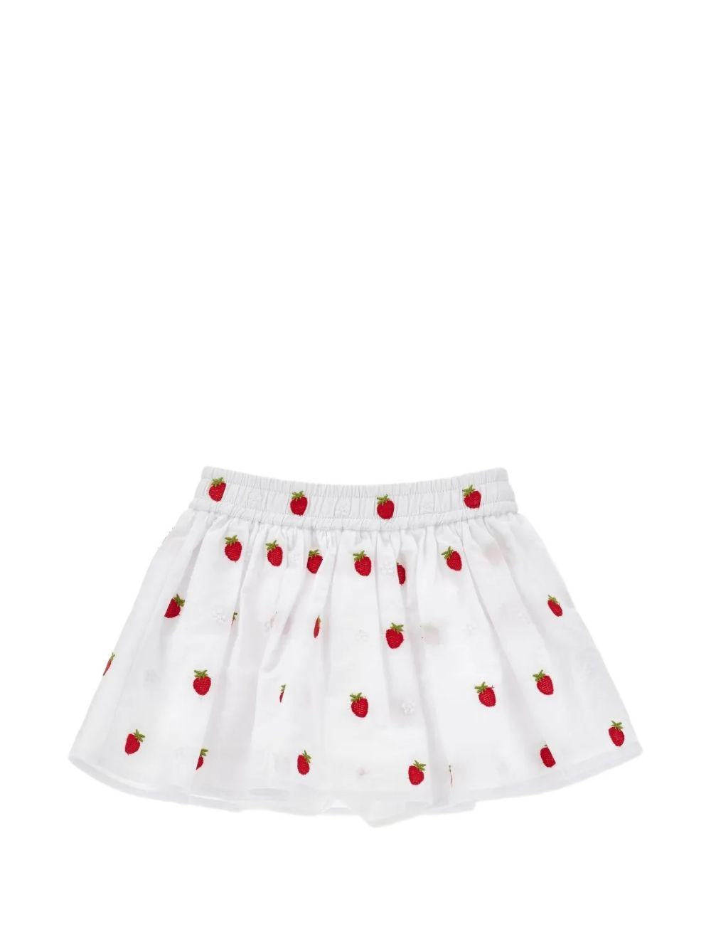 Shorts per bambina Monnalisa bianchi con ricamo fragole all-over 31G413 7944 9944 MONNALISA KIDS 