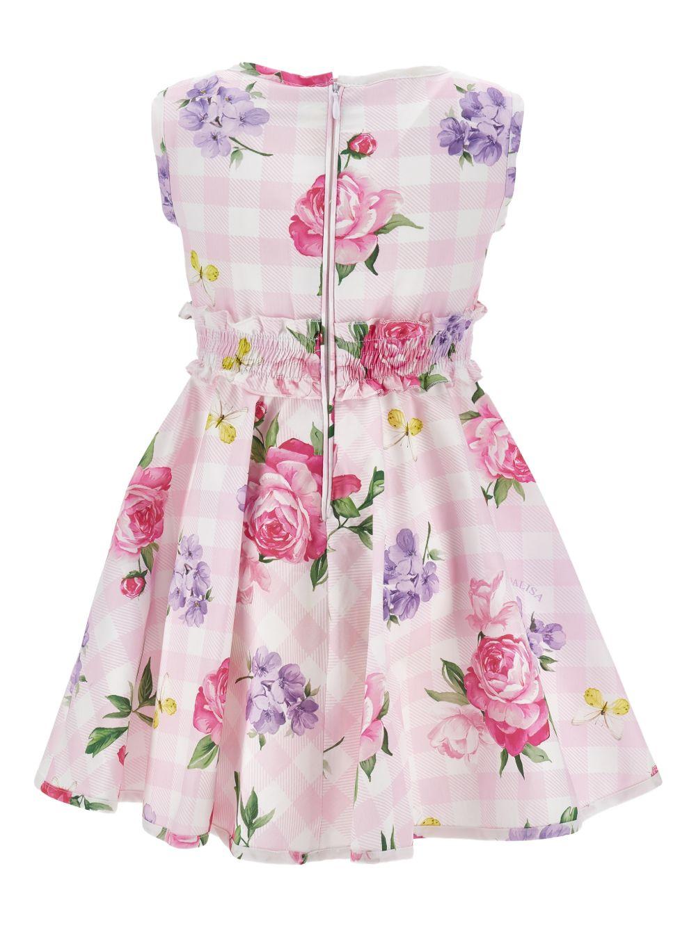 Abito per bambina Monnalisa bianco e rosa con motivo a quadretti 11G908 7621 0090 MONNALISA KIDS 