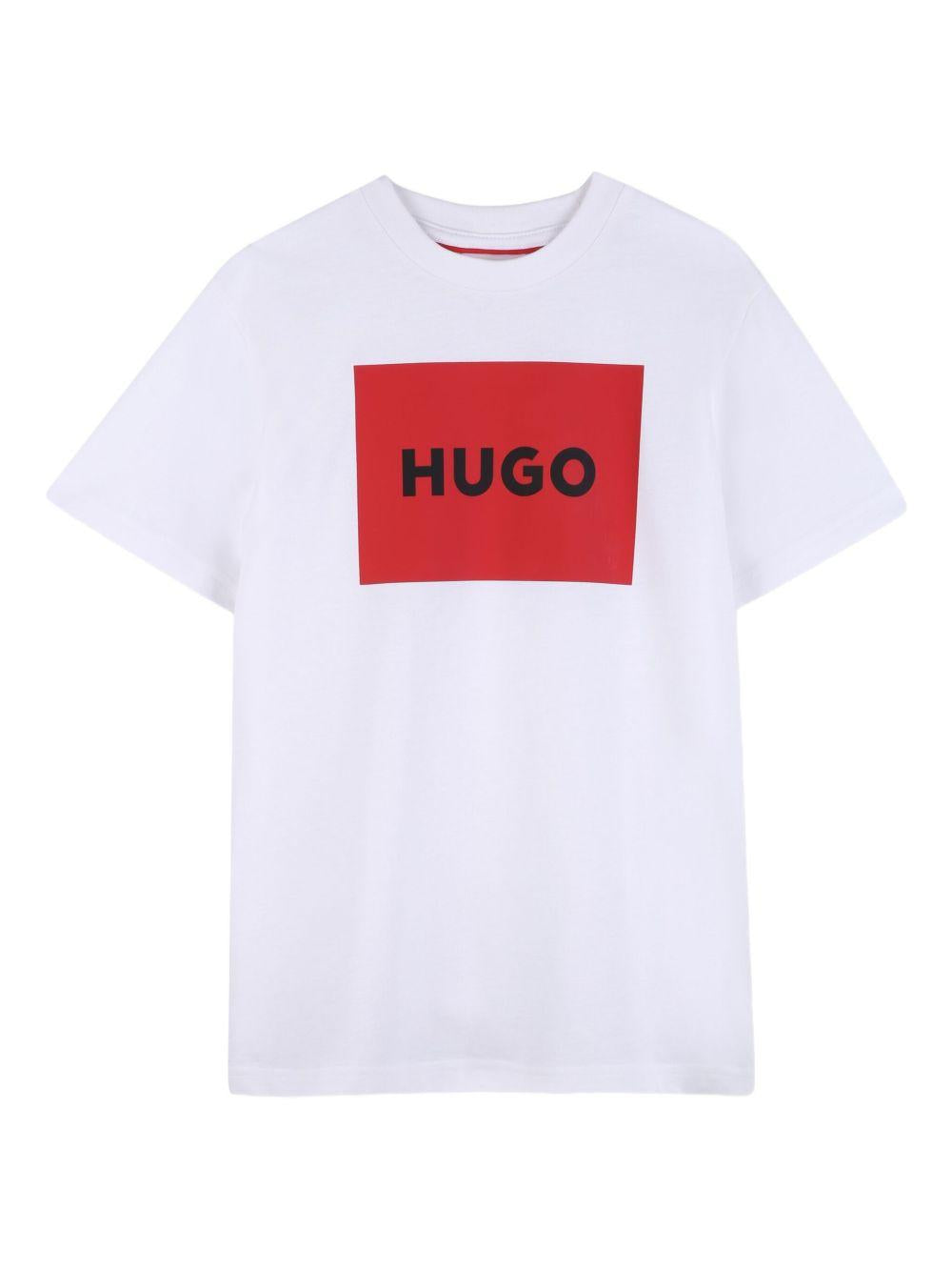 T-shirt per bambino Hugo Kids bianca con stampa con logo G00572 10P Hugo KIDS 