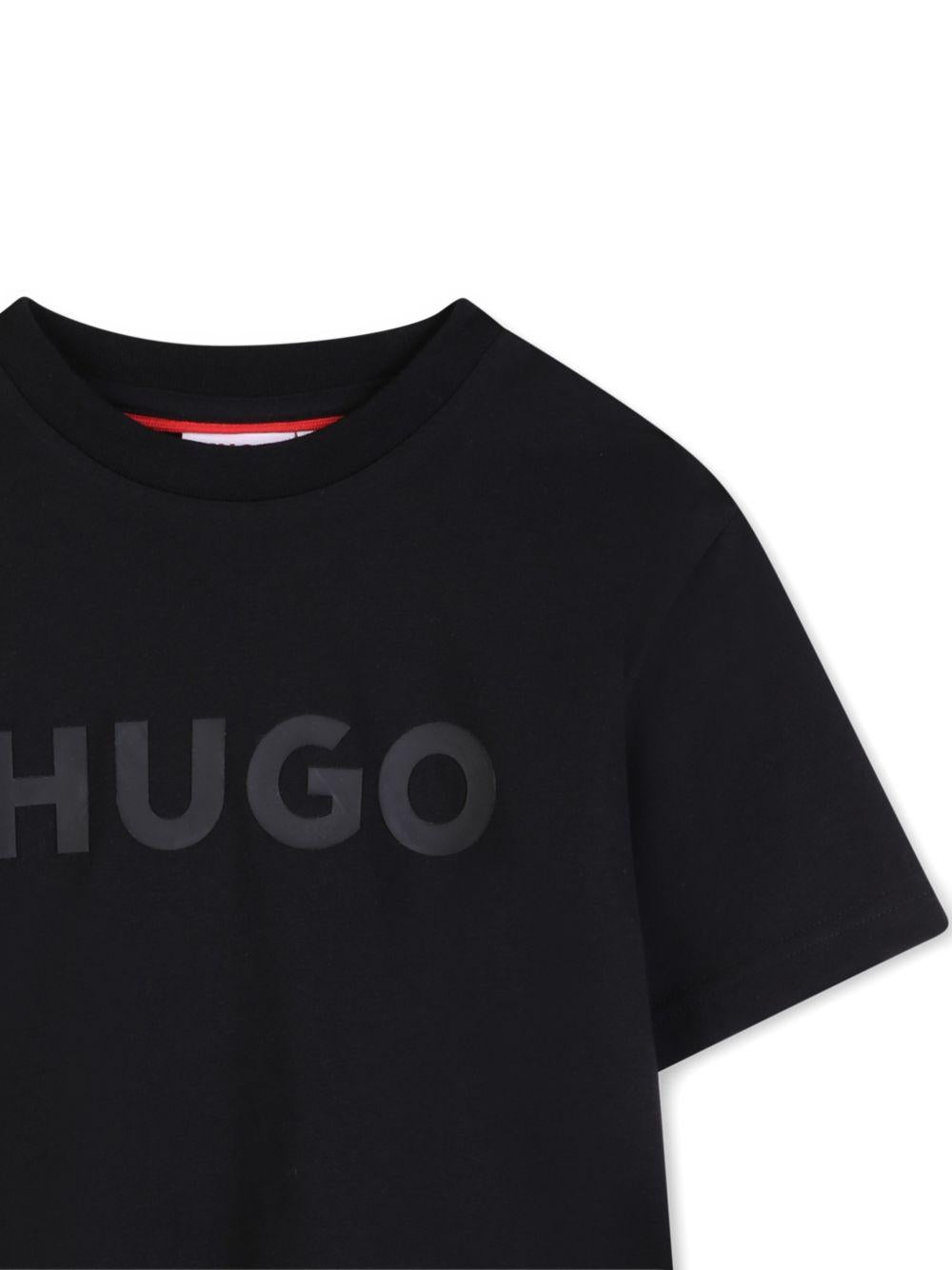 T-shirt per bambino Hugo Kids nero con logo sul davanti G01014 09B Hugo KIDS 