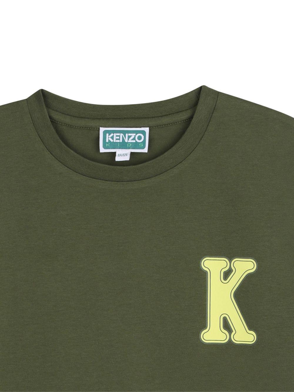 T-shirt per bambino Kenzo Kids verde con stampa logo sul retro K61884 64B KENZO KIDS 