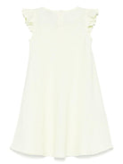 Abito in lino per bambina Il Gufo giallo con ruches P25VM778L6006 515 IL GUFO 